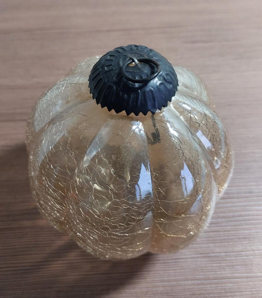 kerstbal / heksenbal glas craquele goud dia 14cm, Diversen, Kerst, Zo goed als nieuw, Ophalen of Verzenden