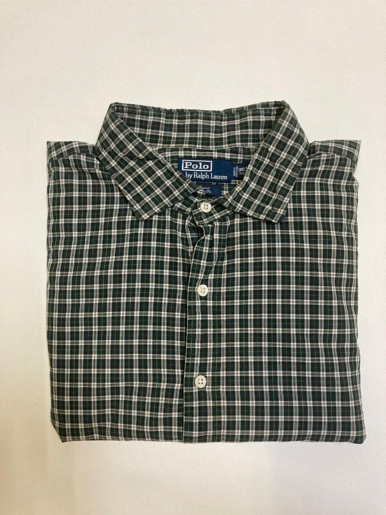 Ralph Lauren Overhemd – XXXL - Custom Fit - Green Blocked, Ralph Lauren, Ophalen of Verzenden, Zo goed als nieuw, Overige halswijdtes