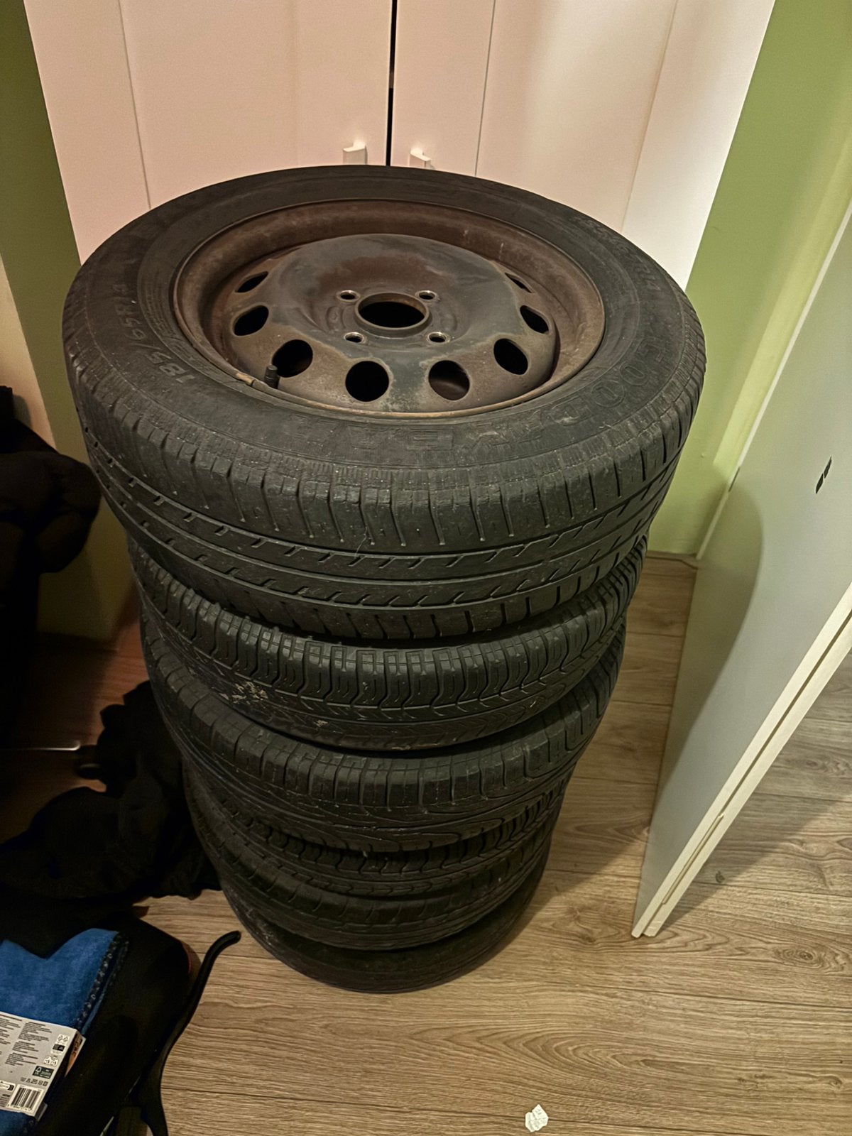 Banden auto met velg 14 inch, Ophalen, Gebruikt