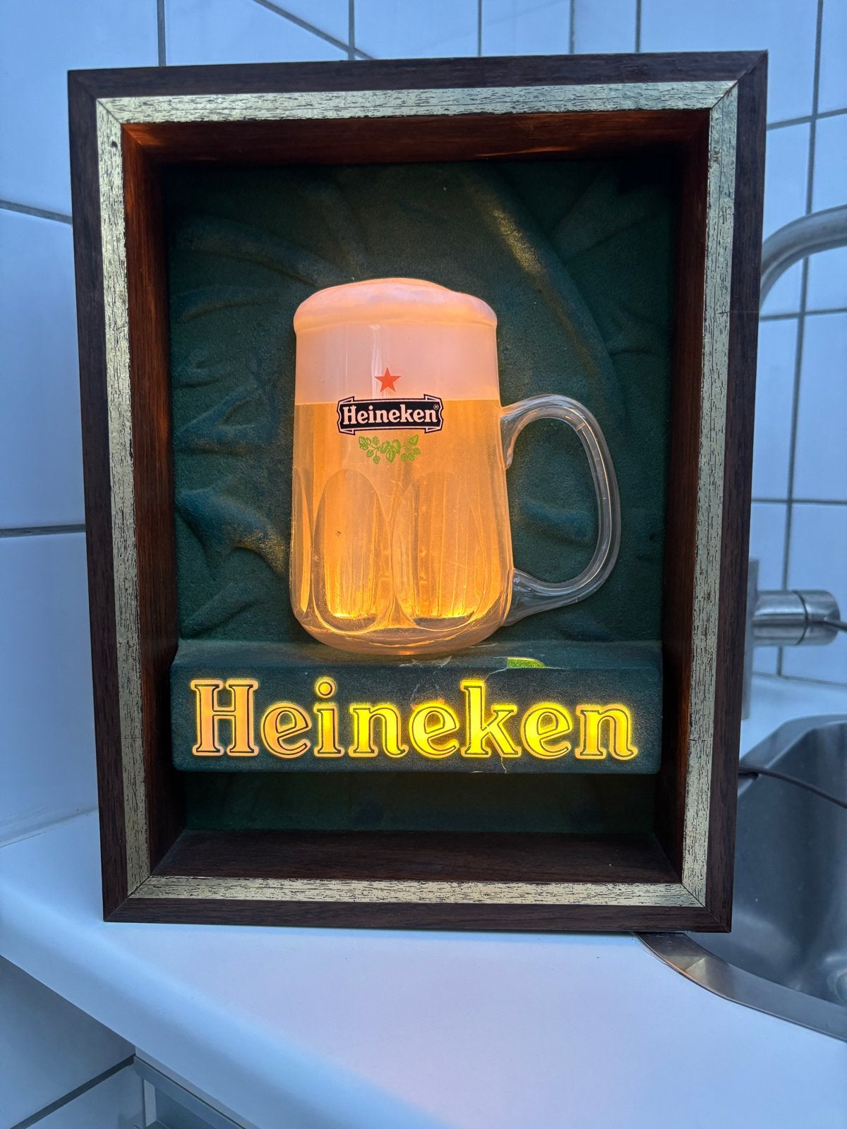 Heineken Lichtbak - Vintage Reclameobject, Ophalen of Verzenden, Gebruikt, Lichtbak of (neon) lamp