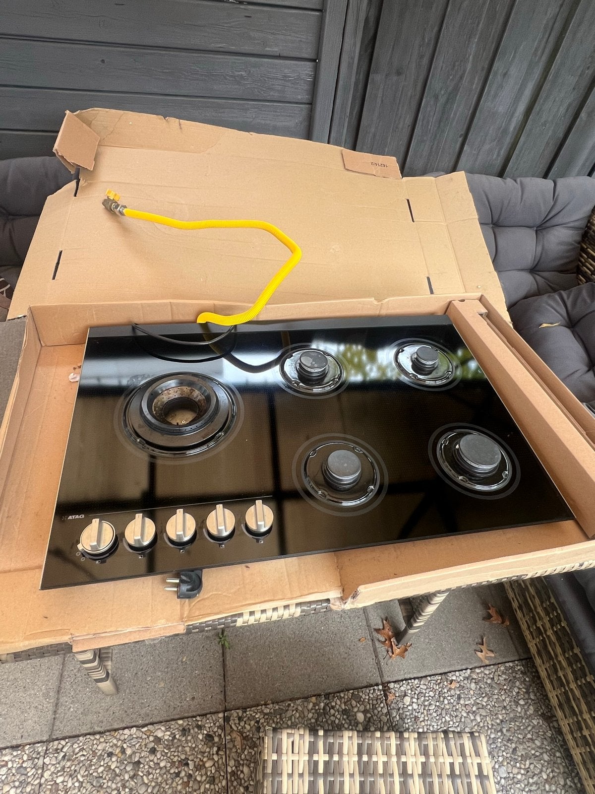 ATAG Gasfornuis - 5 Kookzones - Zwart Glas, Ophalen, Nieuw, Inbouw, Gas