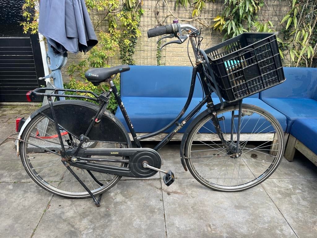 Zwarte Burgers damesfiets met mand, Ophalen of Verzenden, Gebruikt, Trommelrem