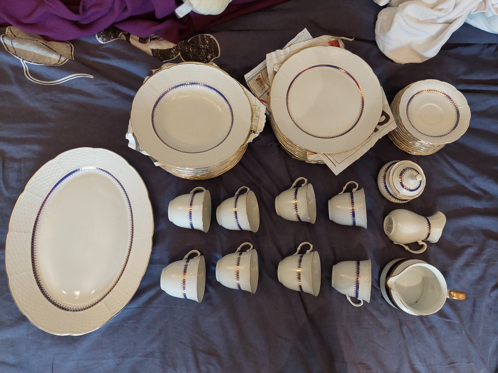 Vintage Thum Czechoslovakia Servies - Blauw & Goud, Antiek en Kunst, Ophalen of Verzenden