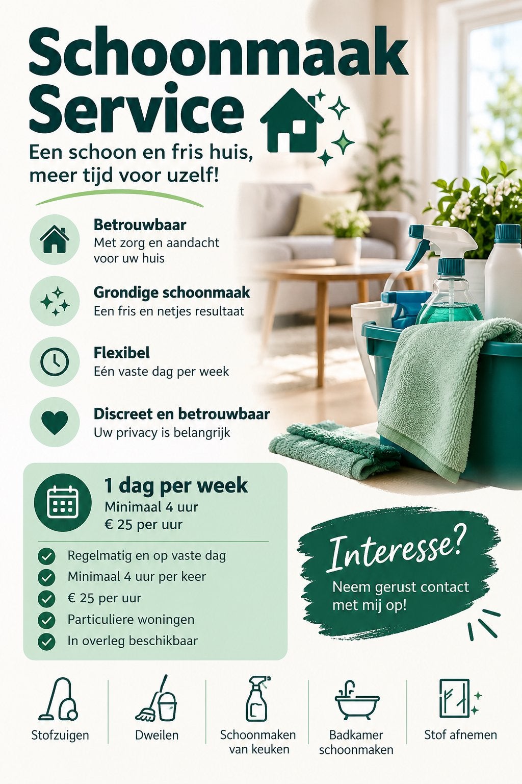 Schoonmaak service, Diensten en Vakmensen