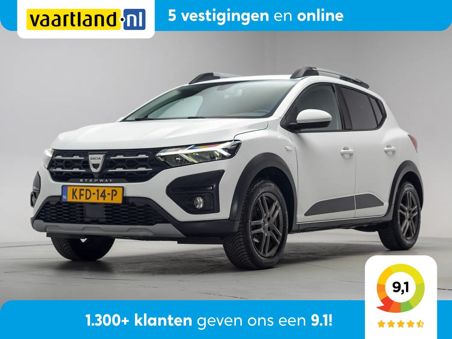 Dacia Sandero Stepway 1.0 TCe 90 Aut. [ Navi Stoelverwarming, Auto's, Wit, 91 pk, 19 km/l, 3 cilinders