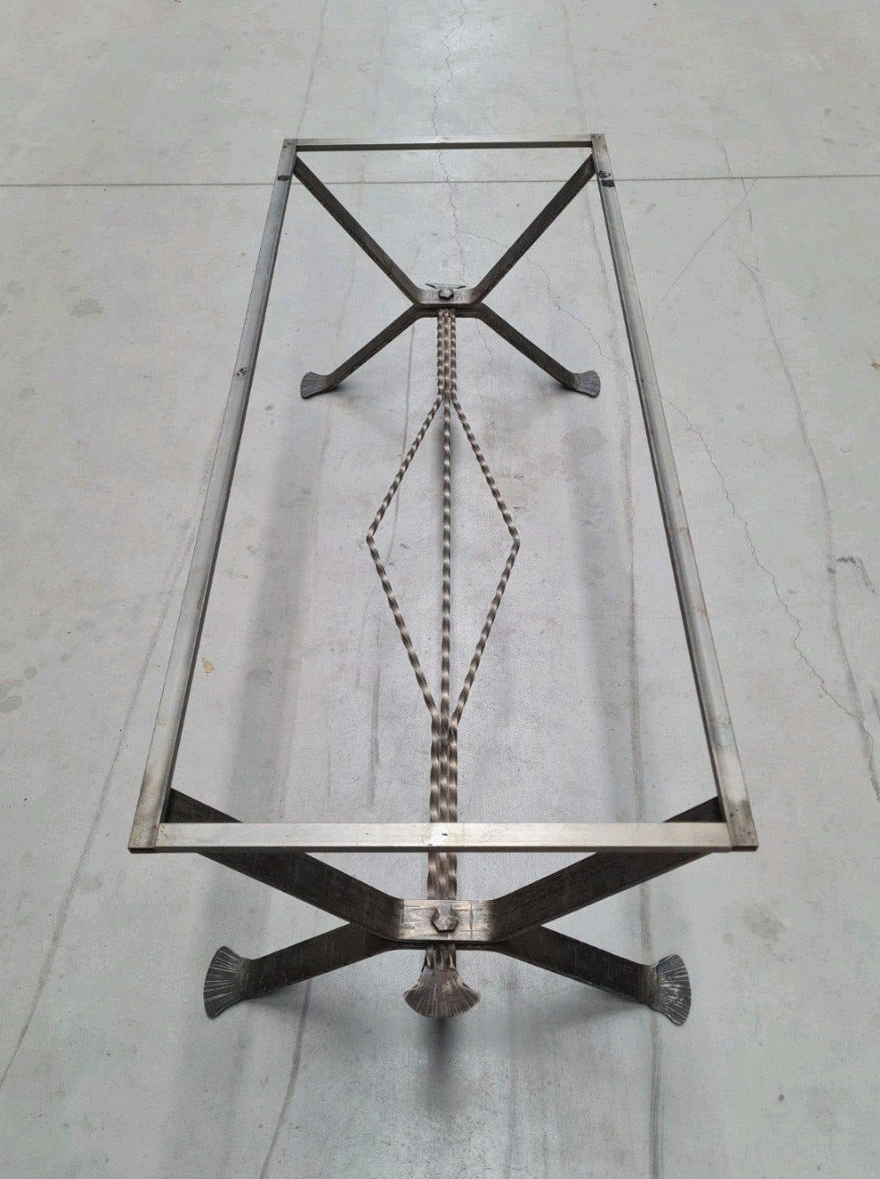 Uniek salontafel onderstel, frame, poot, smeedijzer., Caravans en Kamperen, Ophalen, Zo goed als nieuw