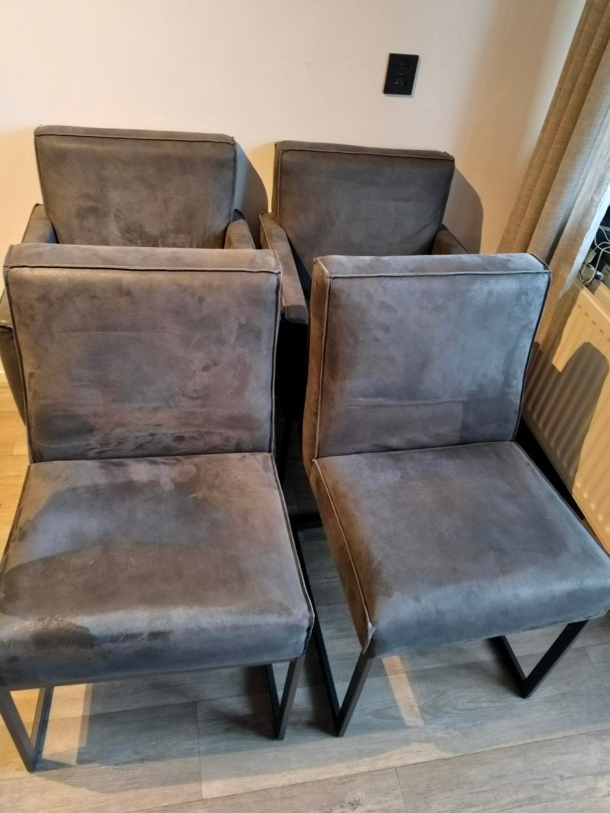 Antraciet kleur eetkamer stoelen, Ophalen, Zo goed als nieuw, Grijs, Vijf, Zes of meer stoelen