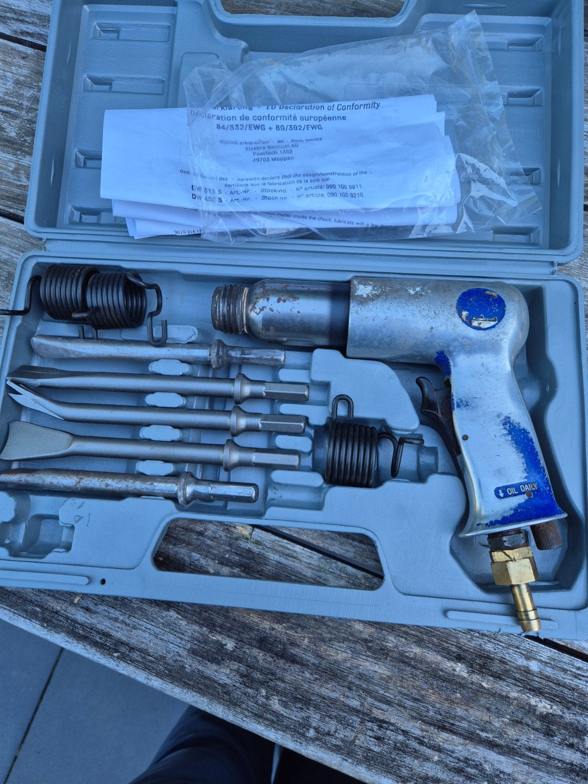 Elektra Beckum pneumatische beitelhamer set, Ophalen of Verzenden, Gebruikt, Beitel, Overige merken