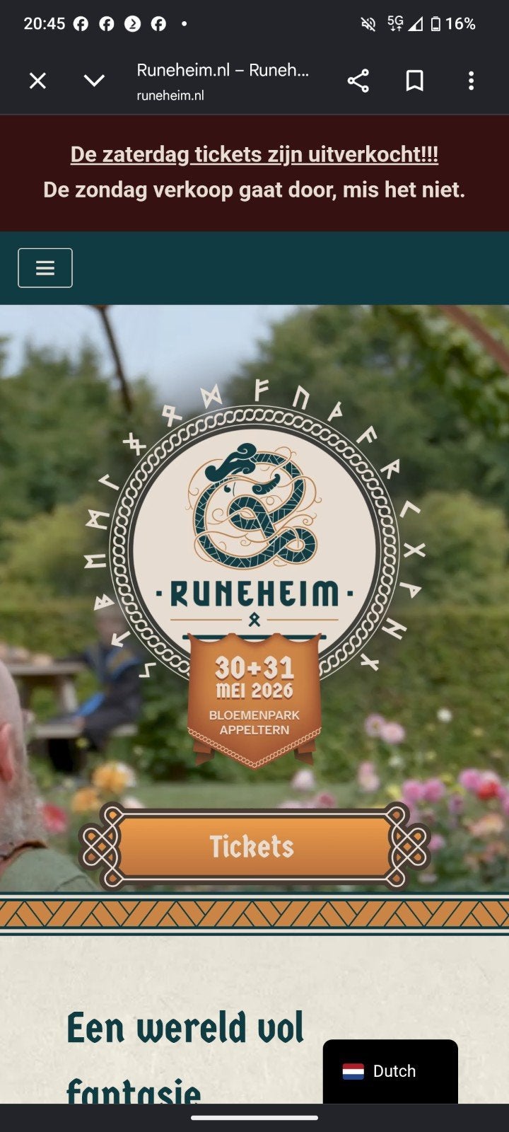 Runeheim festival tickets. 2x zaterdag ticket met parkeren