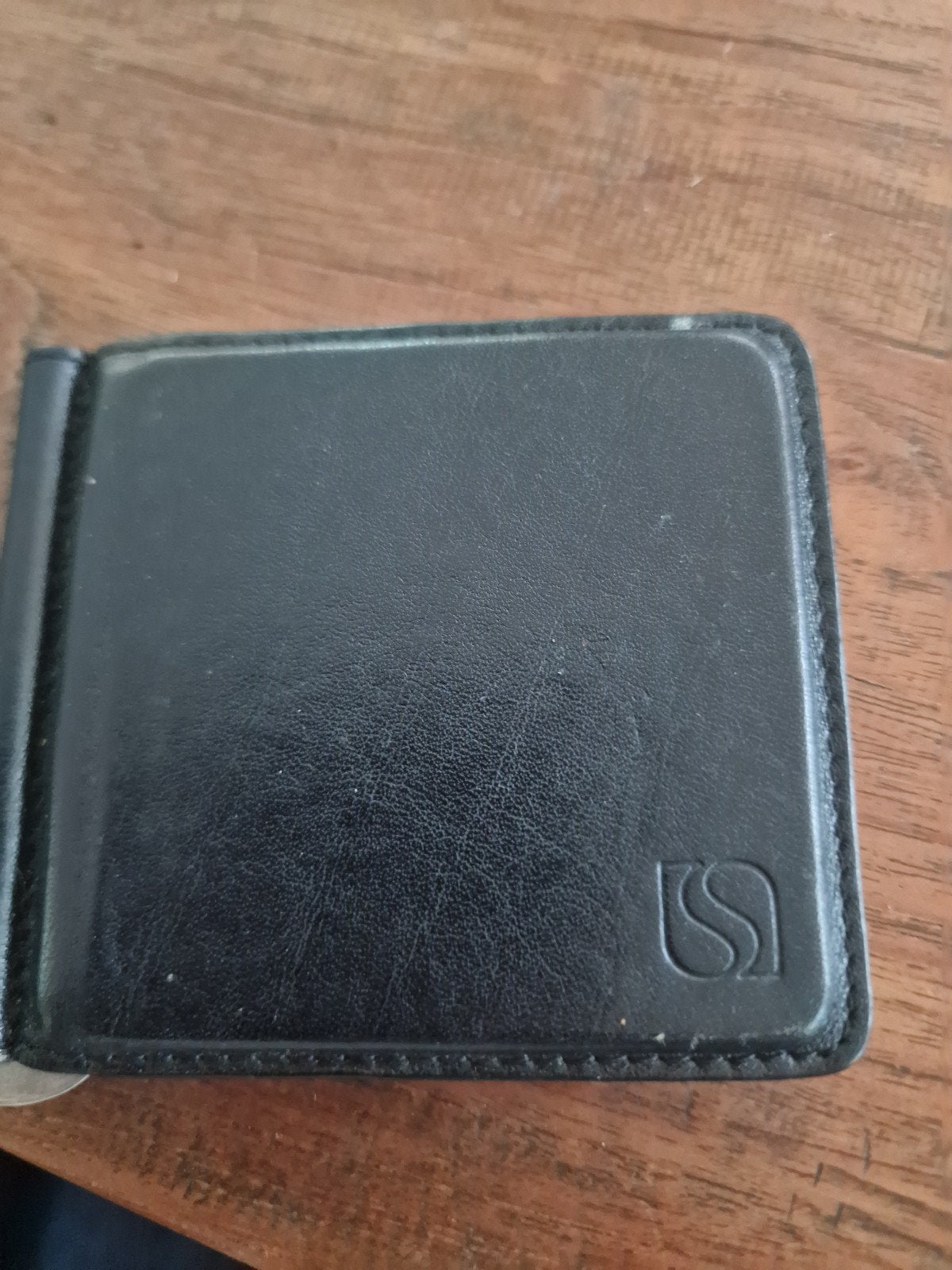 Zwarte leren portemonnee met geldclip sluit via magneetjes, Sieraden, Tassen en Uiterlijk, Overige merken, Gebruikt, Zwart, Ophalen of Verzenden
