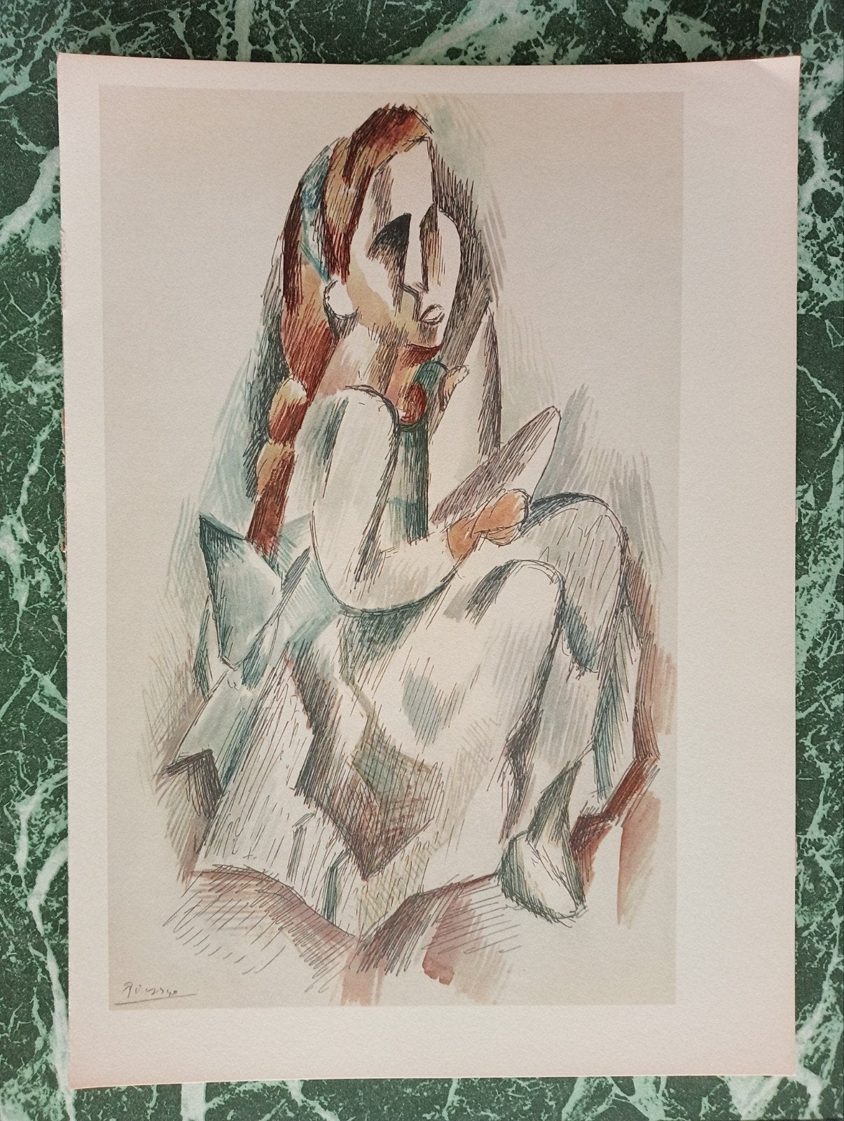 Pablo Picasso prent Kubisme vrouwenfiguur, Ophalen of Verzenden, 1960 tot 1980, Gebruikt, Overige onderwerpen