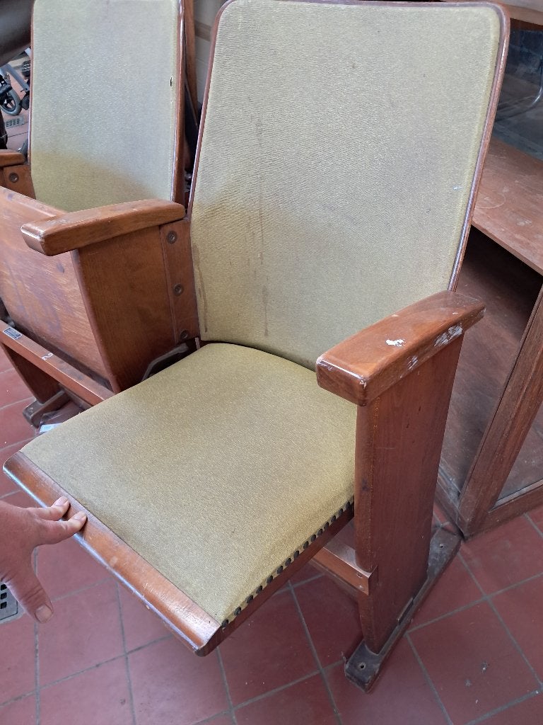 Vintage bioscoopbank 2 klapstoelen theaterbank  CS27314, Ophalen