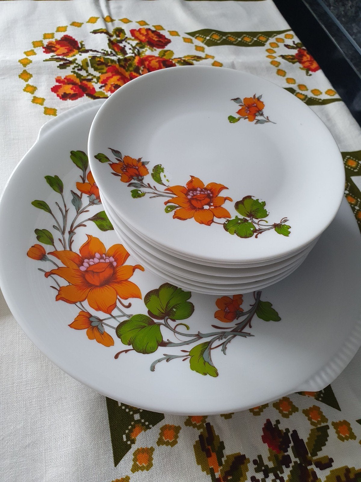 Kronester Bavaria Servies met Oranje Bloemen - Vintage, Ophalen of Verzenden