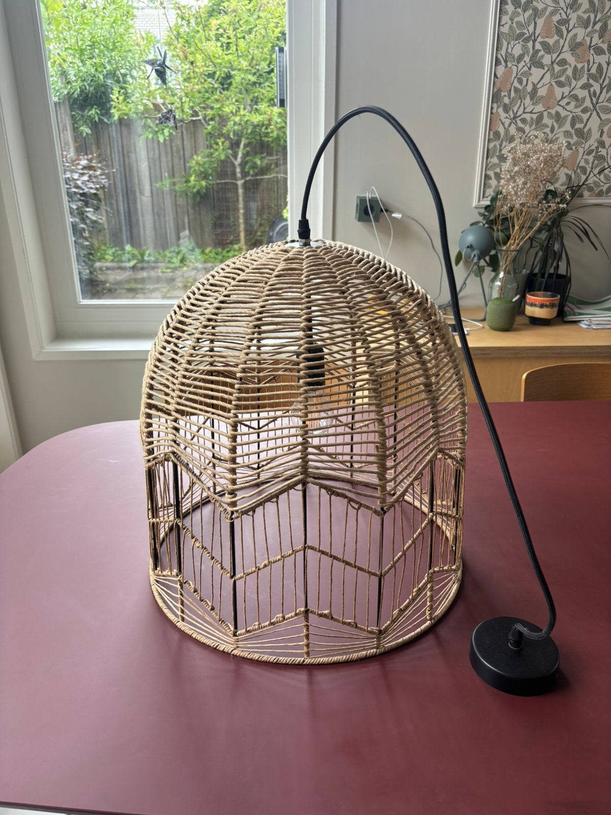 Gevlochten hanglamp, Ophalen of Verzenden, Zo goed als nieuw, Minder dan 50 cm