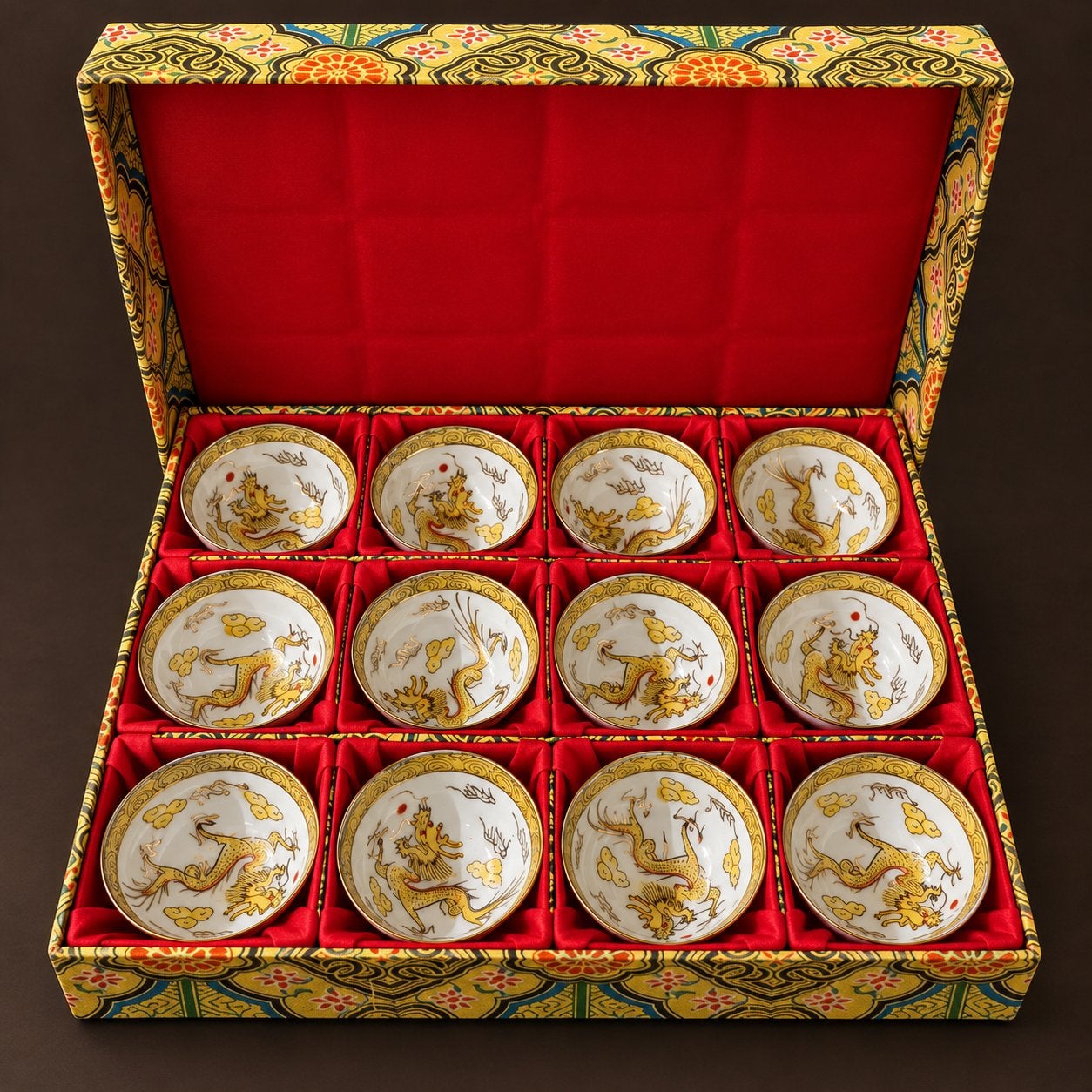 Prachtige Vintage Chinese Theekommenset (12 stuks), Overige merken, Overige typen, Vintage, Div
