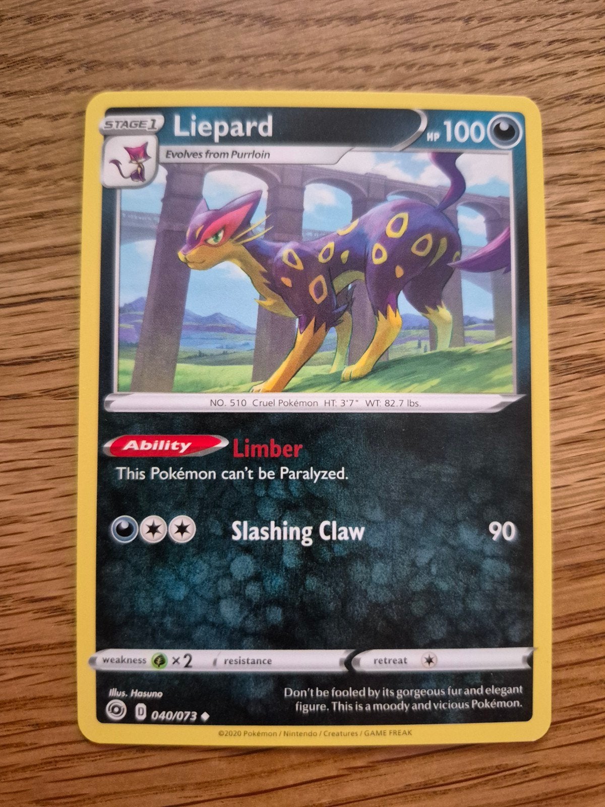 Pokemon Liepard 040/073 Champion's Path, Ophalen of Verzenden, Zo goed als nieuw, Losse kaart