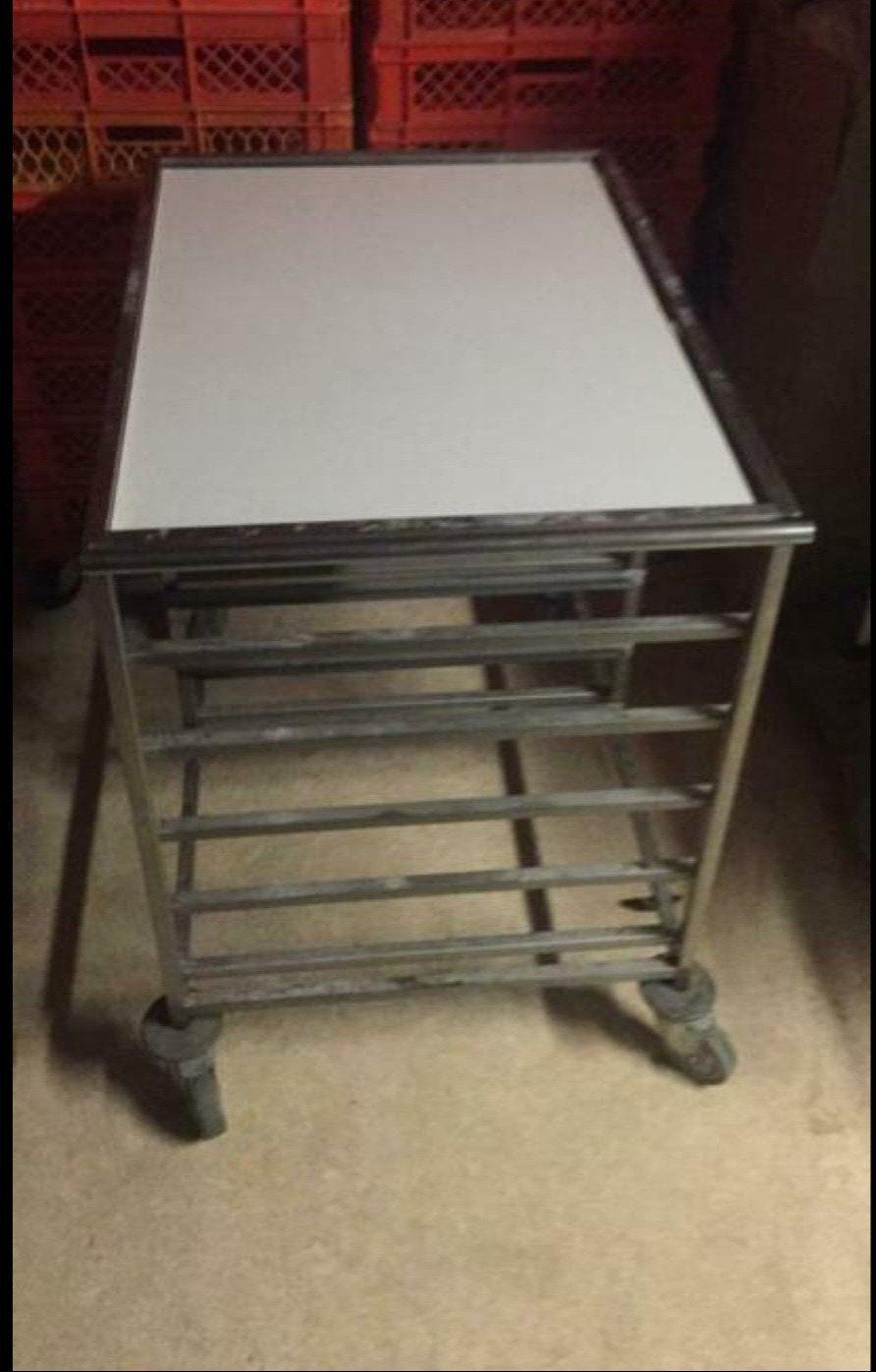 rvs verrijdbare zwenkbare tafel regaalwagen, Ophalen, Overige materialen, Zo goed als nieuw, 75 cm of meer