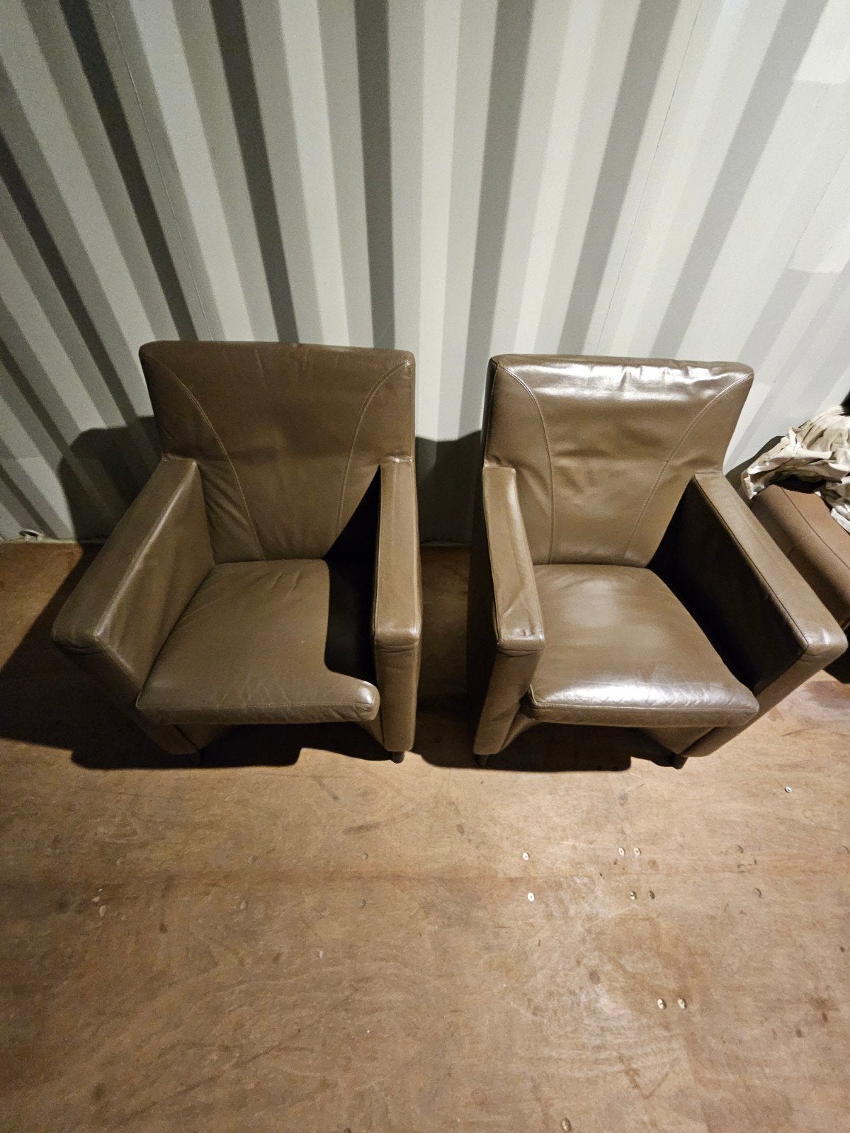 Twee mooie salon stoelen, Gebruikt, Twee, Bruin, Leer