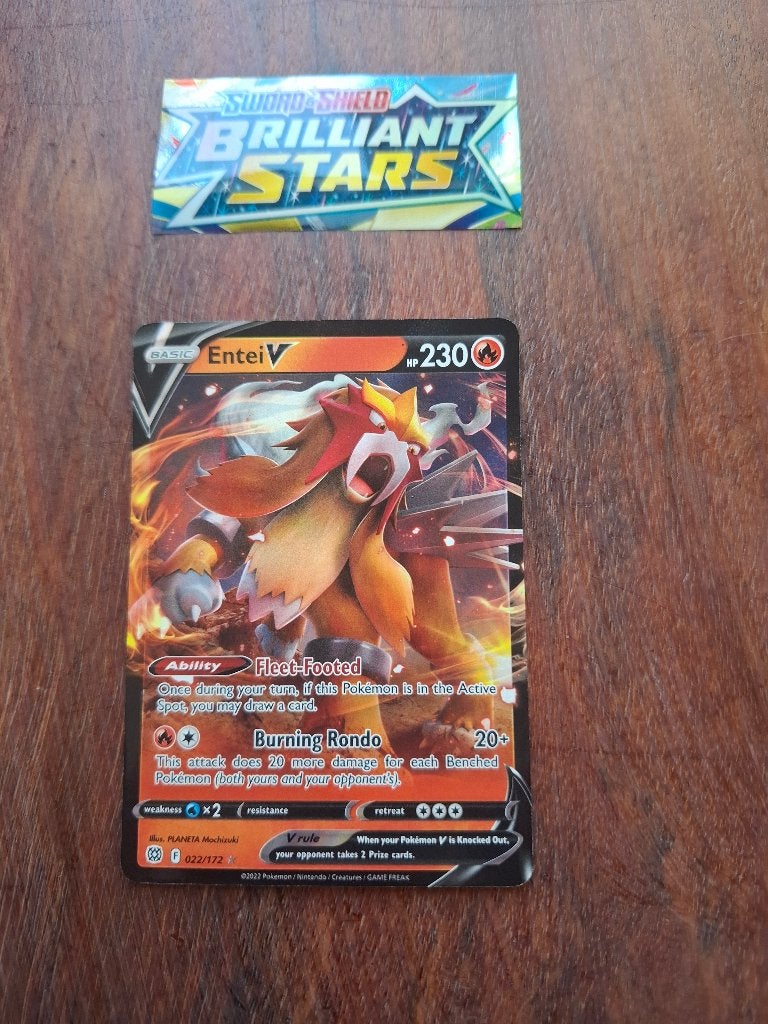 Pokemon – Entei V (BRS 022/172)  Brilliant Stars, Ophalen of Verzenden, Nieuw, Losse kaart, Foil