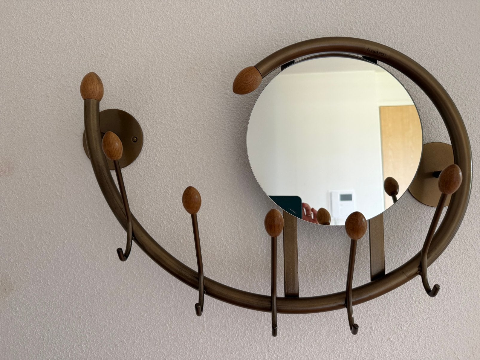 Bonydesign design wandkapstok met spiegel, Zo goed als nieuw, Minder dan 100 cm, Metaal, Ophalen