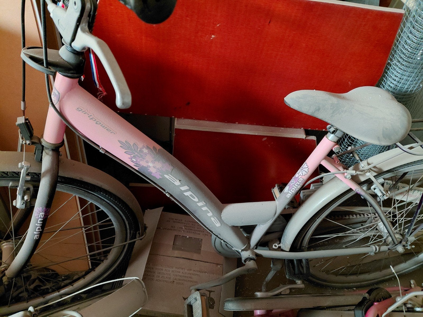 Alpina Girlpower kinderfiets - Roze/Grijs, Fietsen en Brommers, Ophalen, Velgrem, Alpina, Handrem