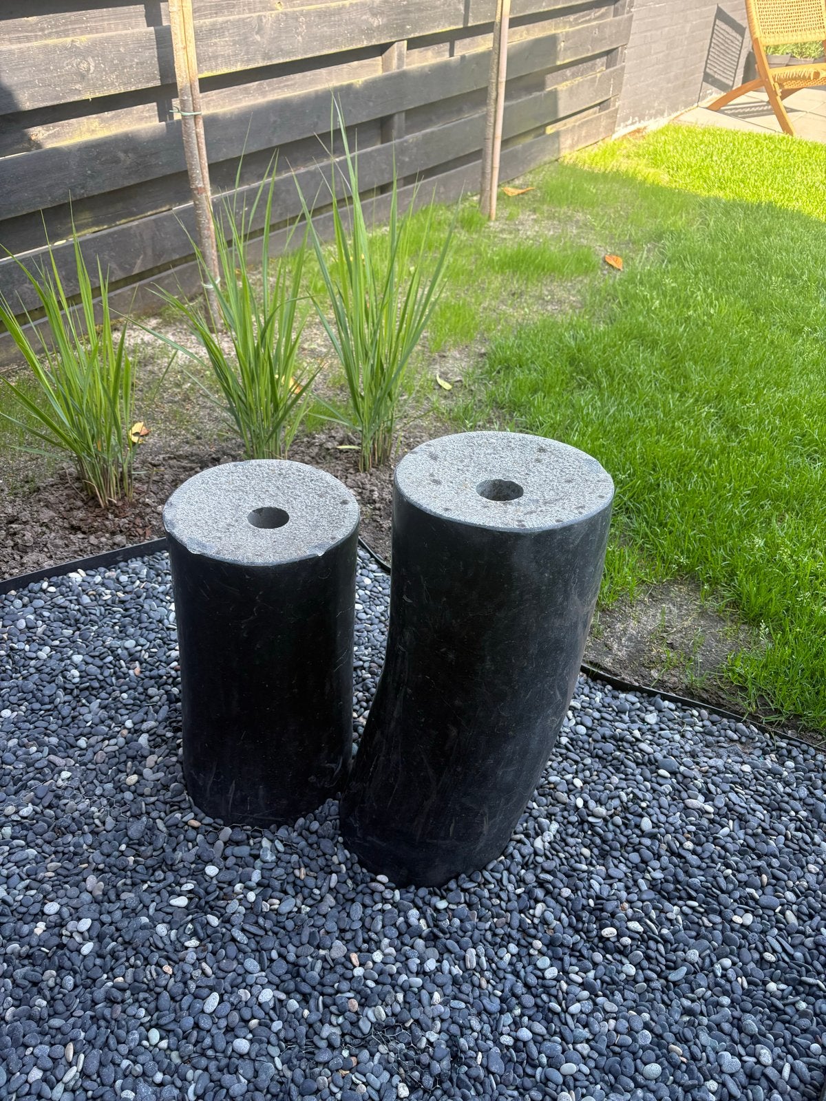 Set van 2 betonnen zuilen/sokkels voor tuin., Ophalen, Gebruikt, Beton, Abstract beeld