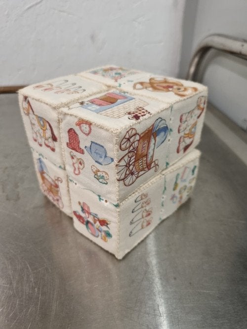 kubus kinder speelgoed stof vintage, Ophalen of Verzenden, 'T Olde Gre-j, Info@toldegrej.nl, Endepoelstraat 20f Didam