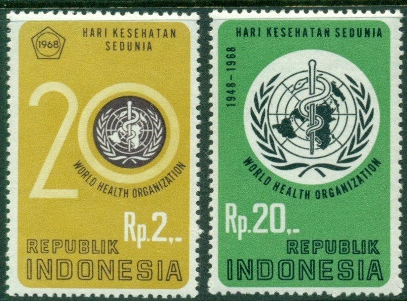 Indonesie 1968 - ZBL 606-607 - WHO 20 jaar, Ophalen of Verzenden, Postfris, Zuidoost-Azië