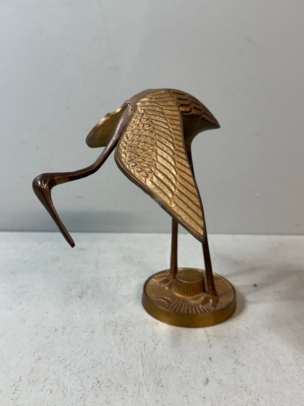 Vintage bronzen vogel sculptuur op sokkel, Minder dan 20 cm, Ophalen of Verzenden, Beeld, Goud