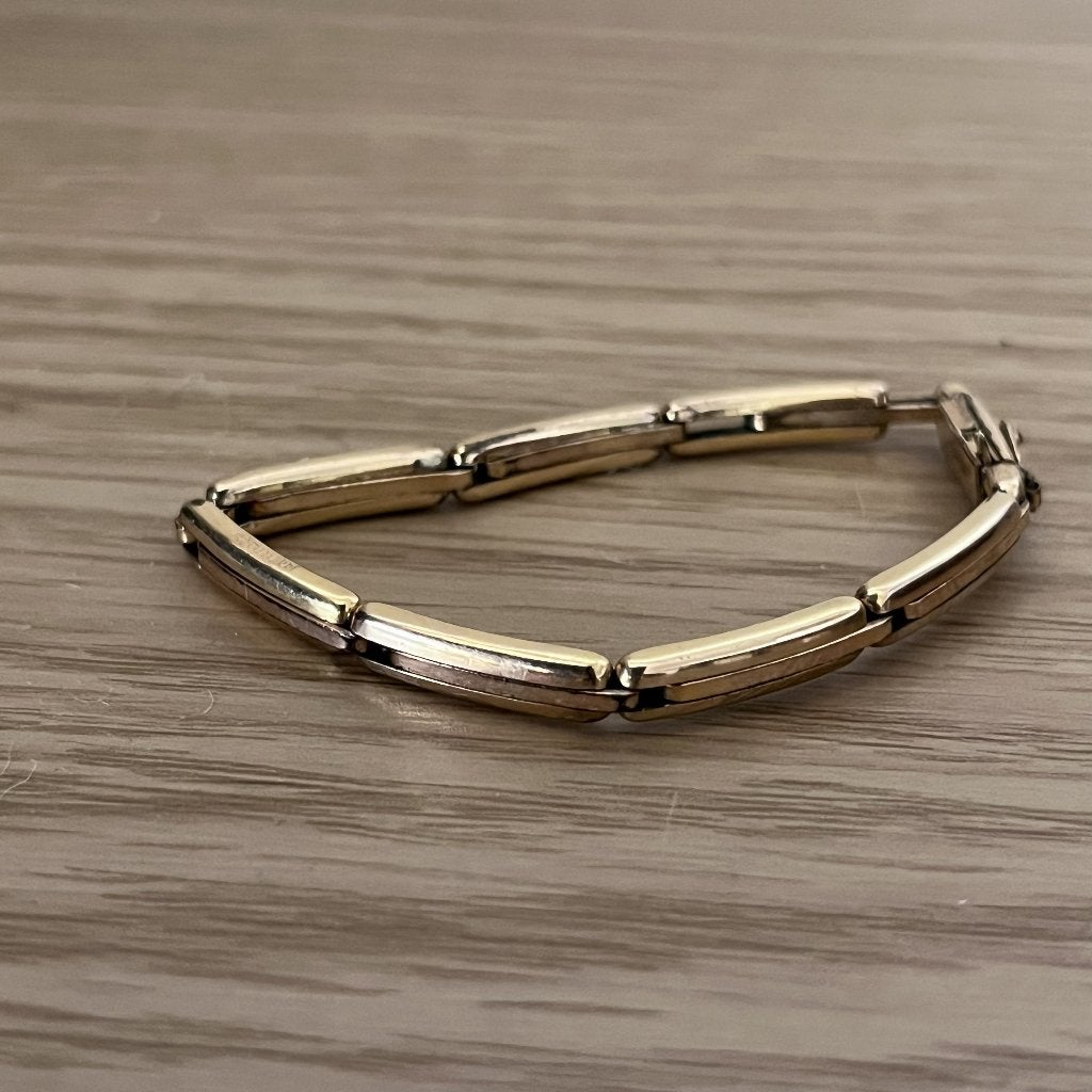 Vintage art deco doublé schakelarmband, Sieraden, Tassen en Uiterlijk, Ophalen of Verzenden, Gebruikt, Goud, Goud