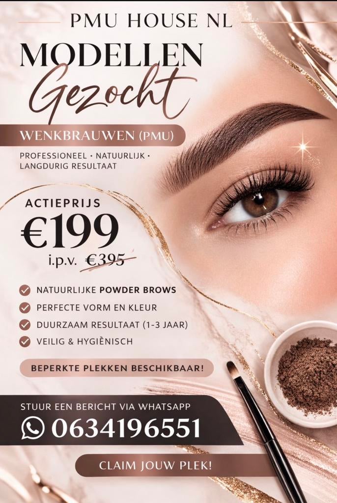 Pmu wenkbrauwen, Ophalen of Verzenden, Zo goed als nieuw, Gehele gezicht