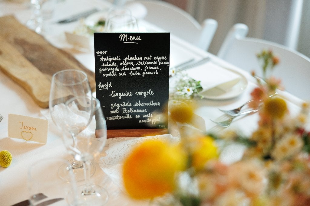 Krijtbordjes en menubordjes bruiloftdecoratie of feest/diner, Ophalen, Zo goed als nieuw, Versiering, Geboorte of Huwelijk
