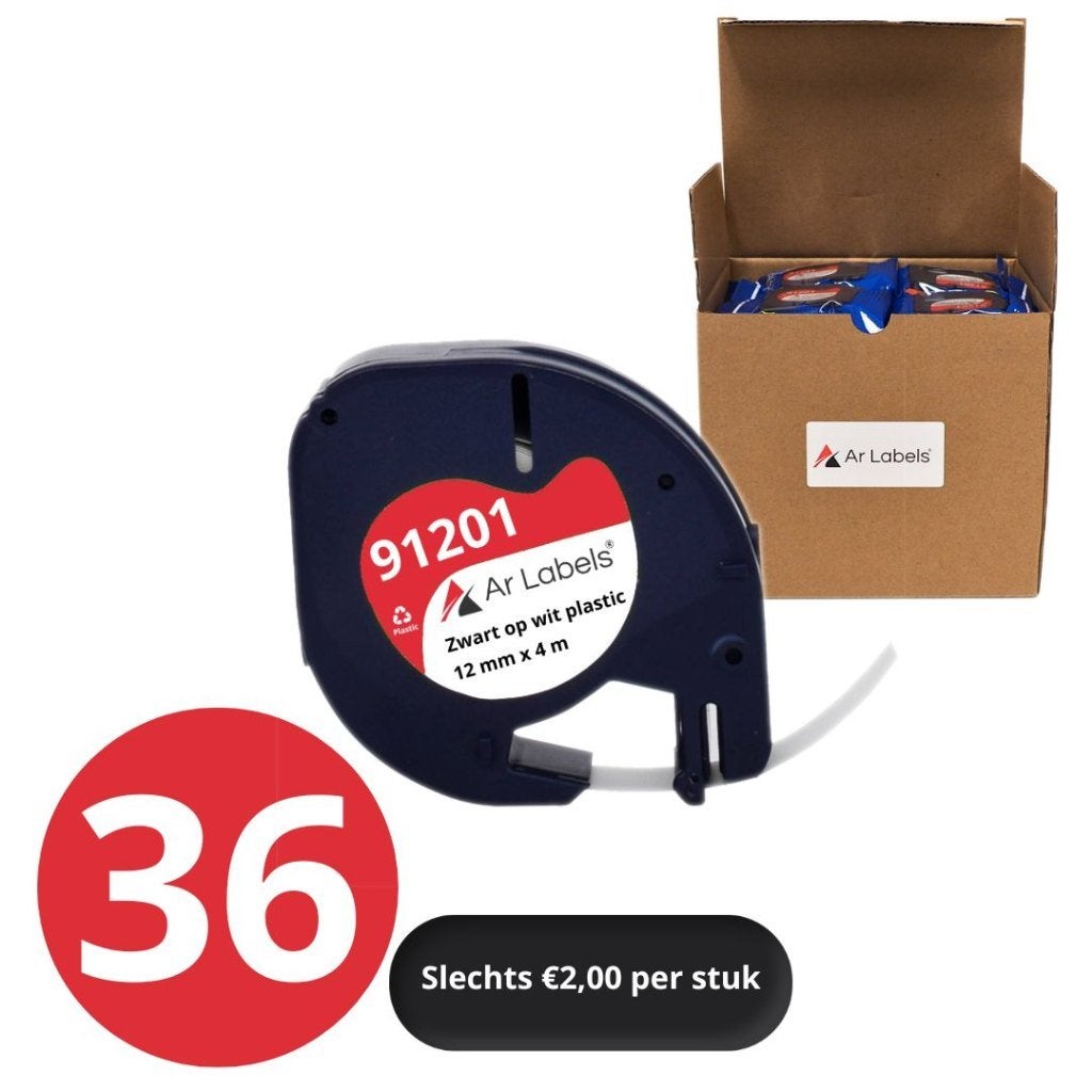 Ar Labels Dymo Compatible Letratag Navulling 91201 - 36stuks, Qwerty, Nieuw, Ophalen of Verzenden, Dymo LabelWriter