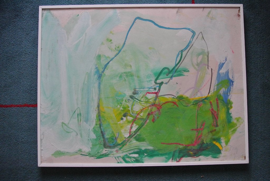 Leo de Jong schilderij op karton z.t., Ophalen of Verzenden