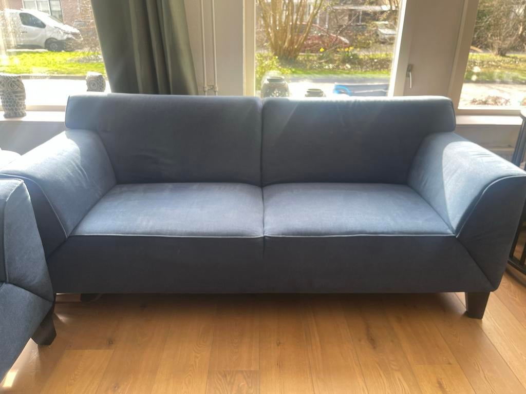 Comfortabele 2,5-zitsbank - demin stof, Huis en Inrichting, Banken | Bankstellen, Ophalen, Gebruikt, Overige maten, 150 tot 200 cm