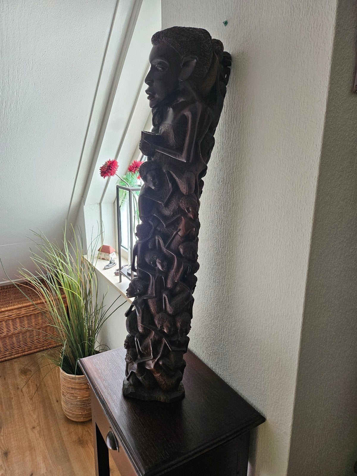Afrikaanse Houten Beelden - Familie en Hoofden, Ophalen, Groep mensen, 50 - 100 cm, Handgemaakt
