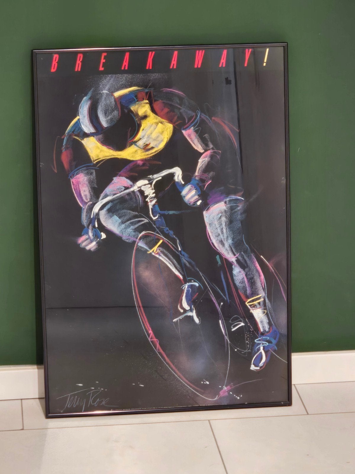 Vintage ingelijste kunstposter "Breakaway!Terry Rose (1989), Antiek en Kunst, Ophalen of Verzenden