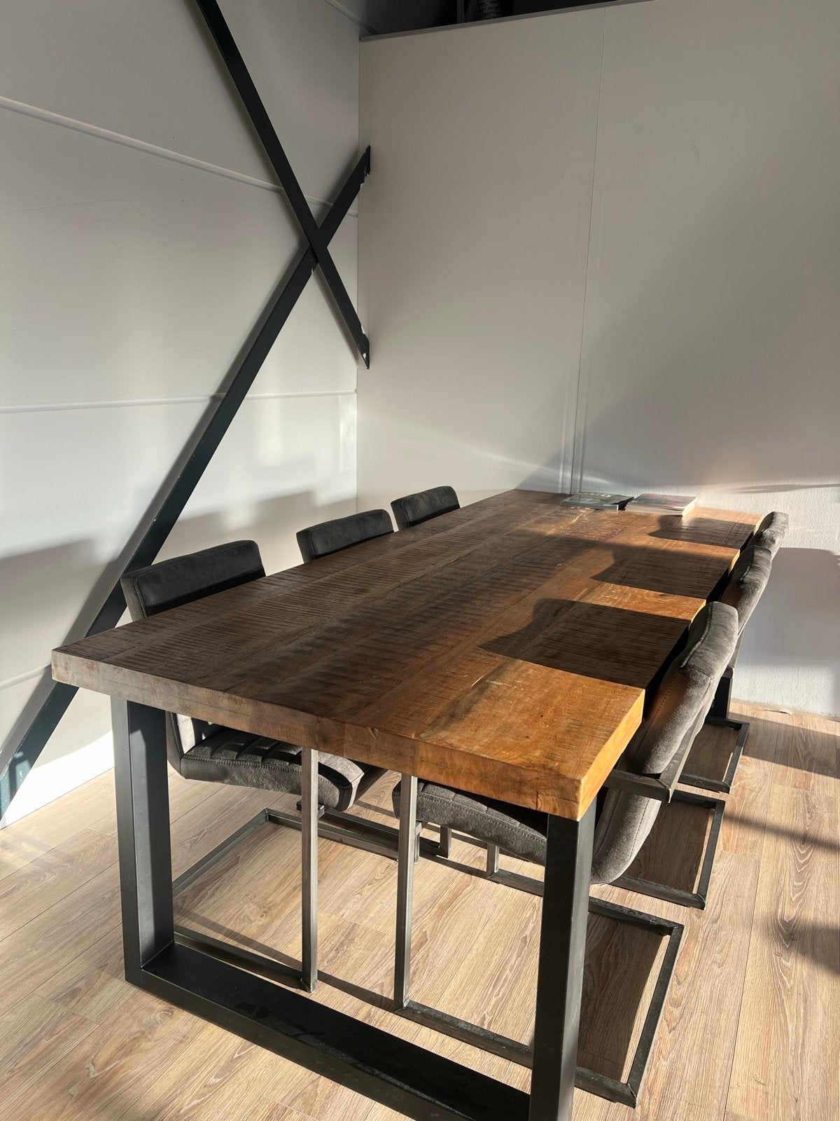 Eettafel met 6 stoelen - ook los te koop, Ophalen, Gebruikt, 100 tot 150 cm, Vijf personen of meer