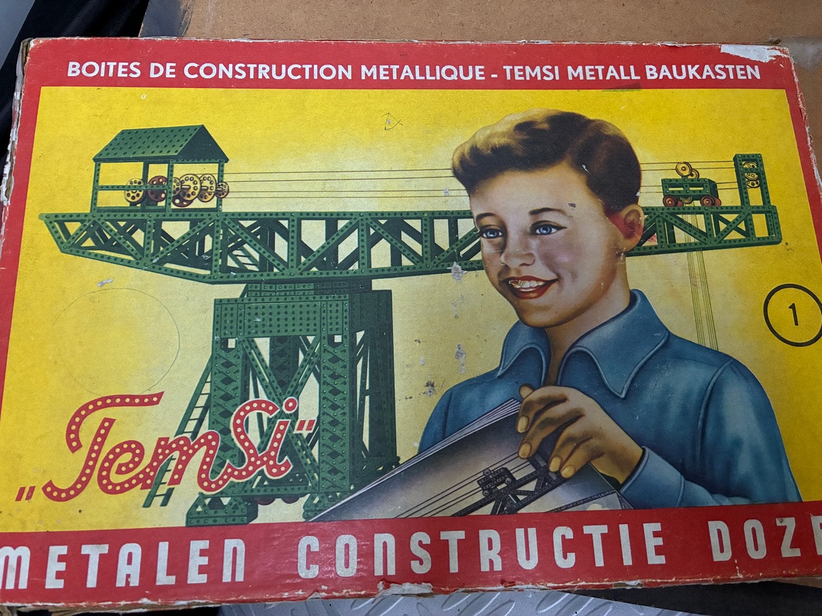 Vintage Temsi Metalen Constructie Doos - Jaren '50 Speelgoed, Ophalen, Gebruikt, Overige merken