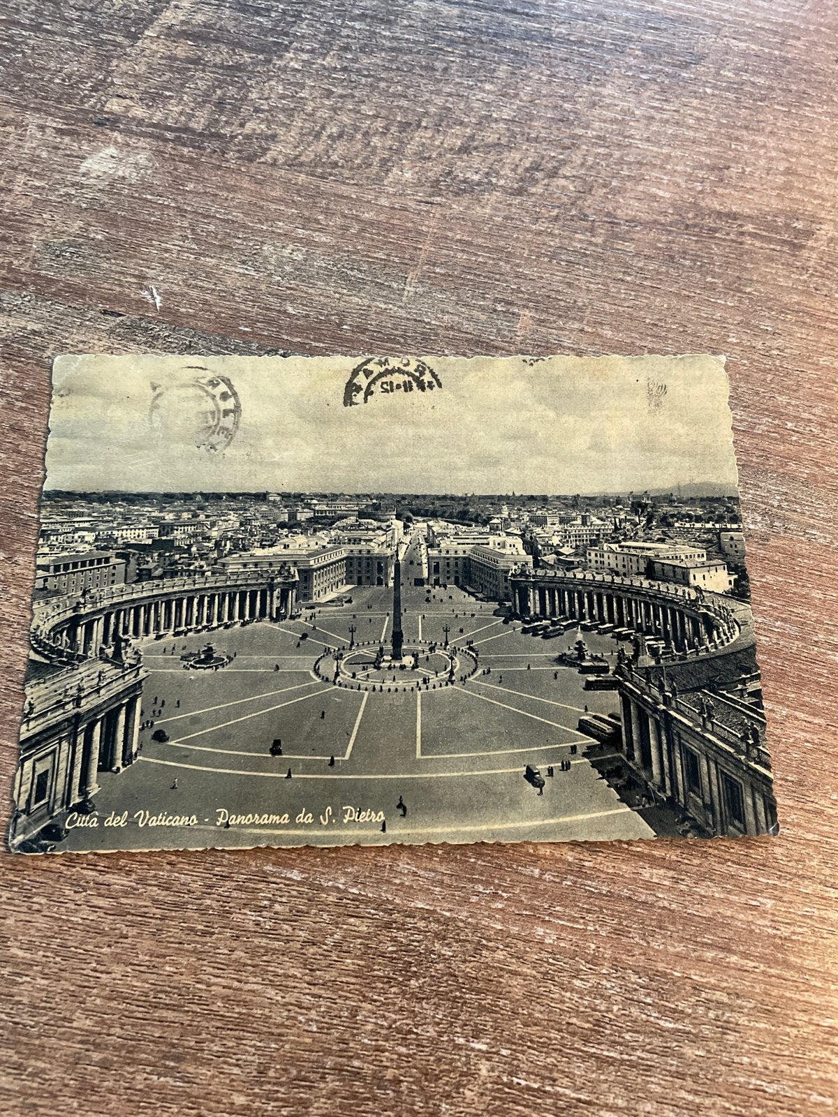 Oude ansichtkaart Vaticaanstad - Panorama Sint-Pieter, Ophalen of Verzenden, 1940 tot 1960, Gelopen, Overig Europa