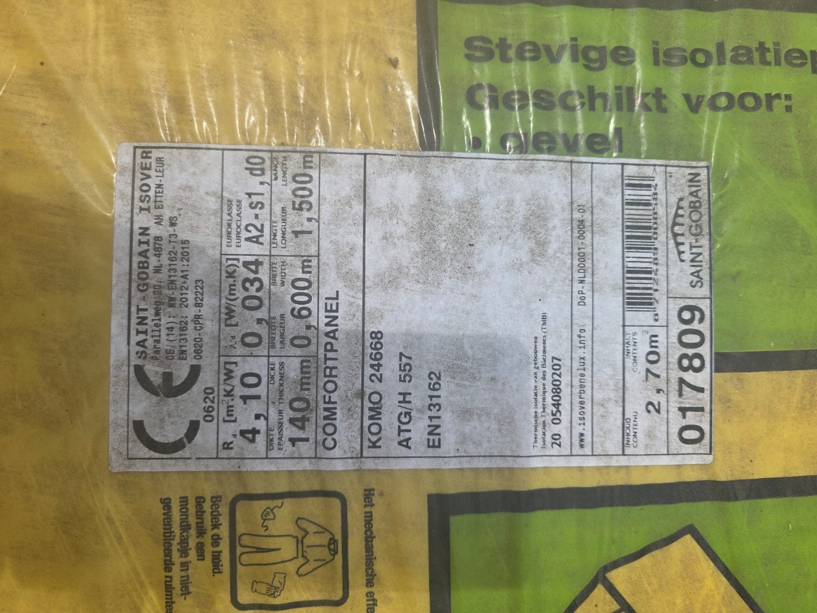 Isover isolatie 140 mm 2,7m2, Ophalen of Verzenden, Nieuw