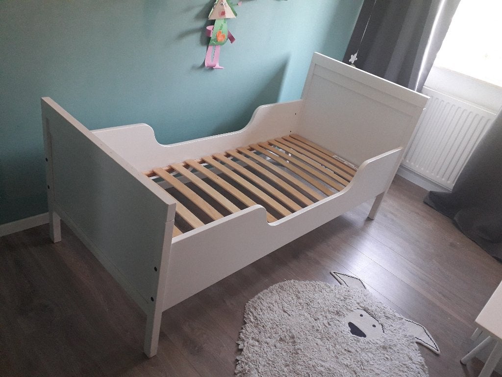 Ikea Kinderbed 160 x 70 en Ikea slaapbank 140 x 200 rookvrij, Ophalen, Wit, 190 cm of minder, Hout