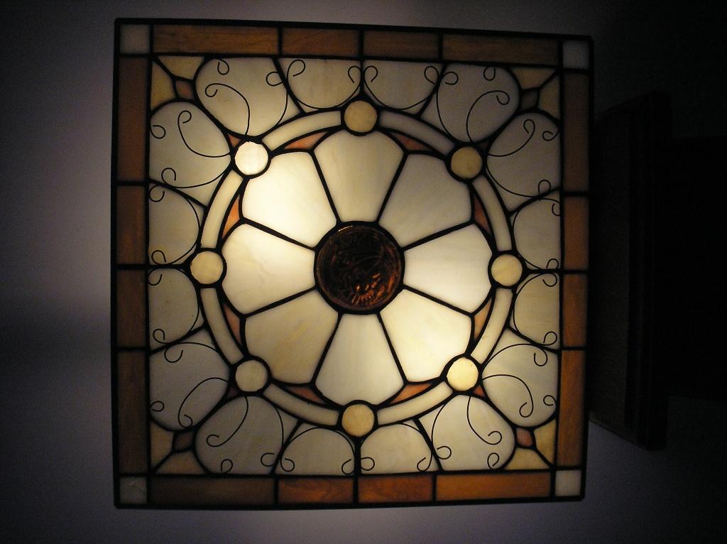 Zeer mooie kleurige Tiffany plafonniere, Ophalen of Verzenden, Zo goed als nieuw, Glas