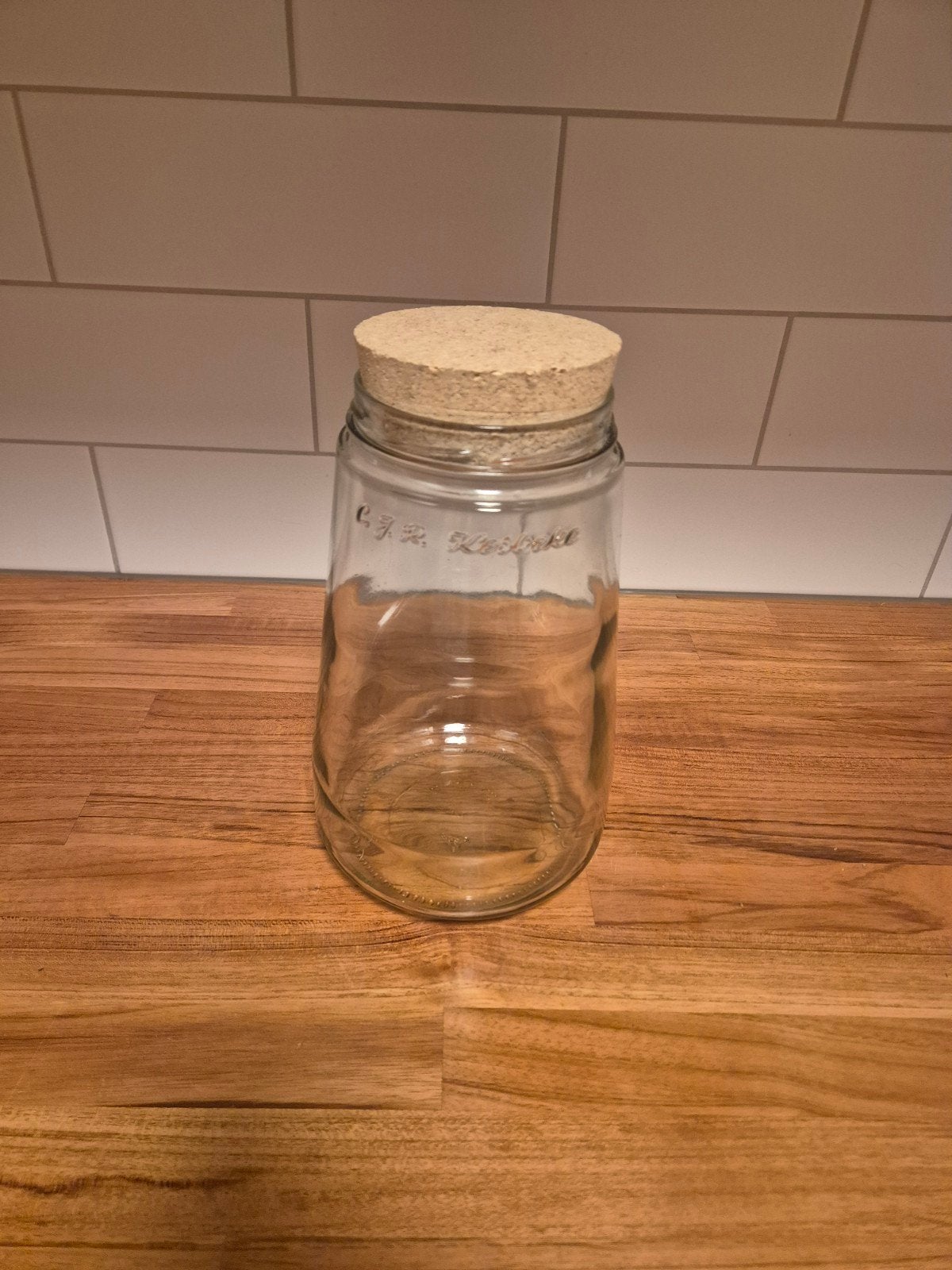Glazen pot met kurken deksel, Ophalen, Zo goed als nieuw, Glas