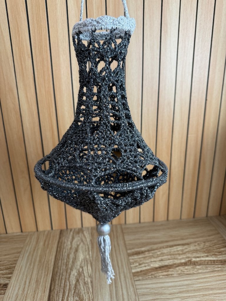 Zwart zilver glitter kleur gehaakte kroonluchter Ibiza stijl, Huis en Inrichting, Ophalen of Verzenden, Nieuw