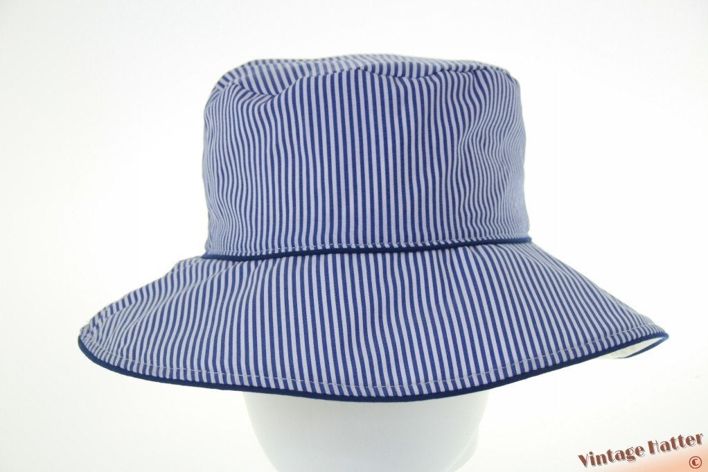 dames Strand Zonnehoed Hawkins blauw wit omkeerbaar 57 nieuw, 56 of 57 cm (M, 7 of 7⅛ inch), Hoed, Hawkins, Nieuw
