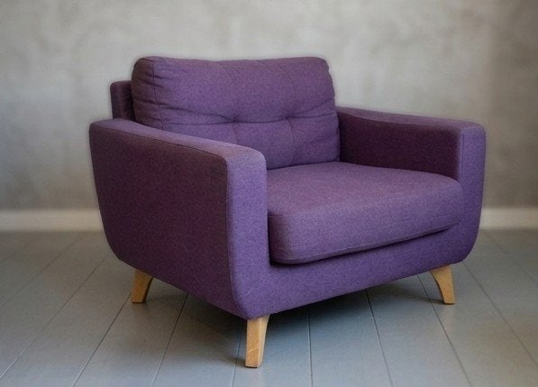 Ruime paarse love seat / fauteuil (118 cm breed), Huis en Inrichting, Fauteuils, Ophalen, Gebruikt, 75 tot 100 cm, Stof