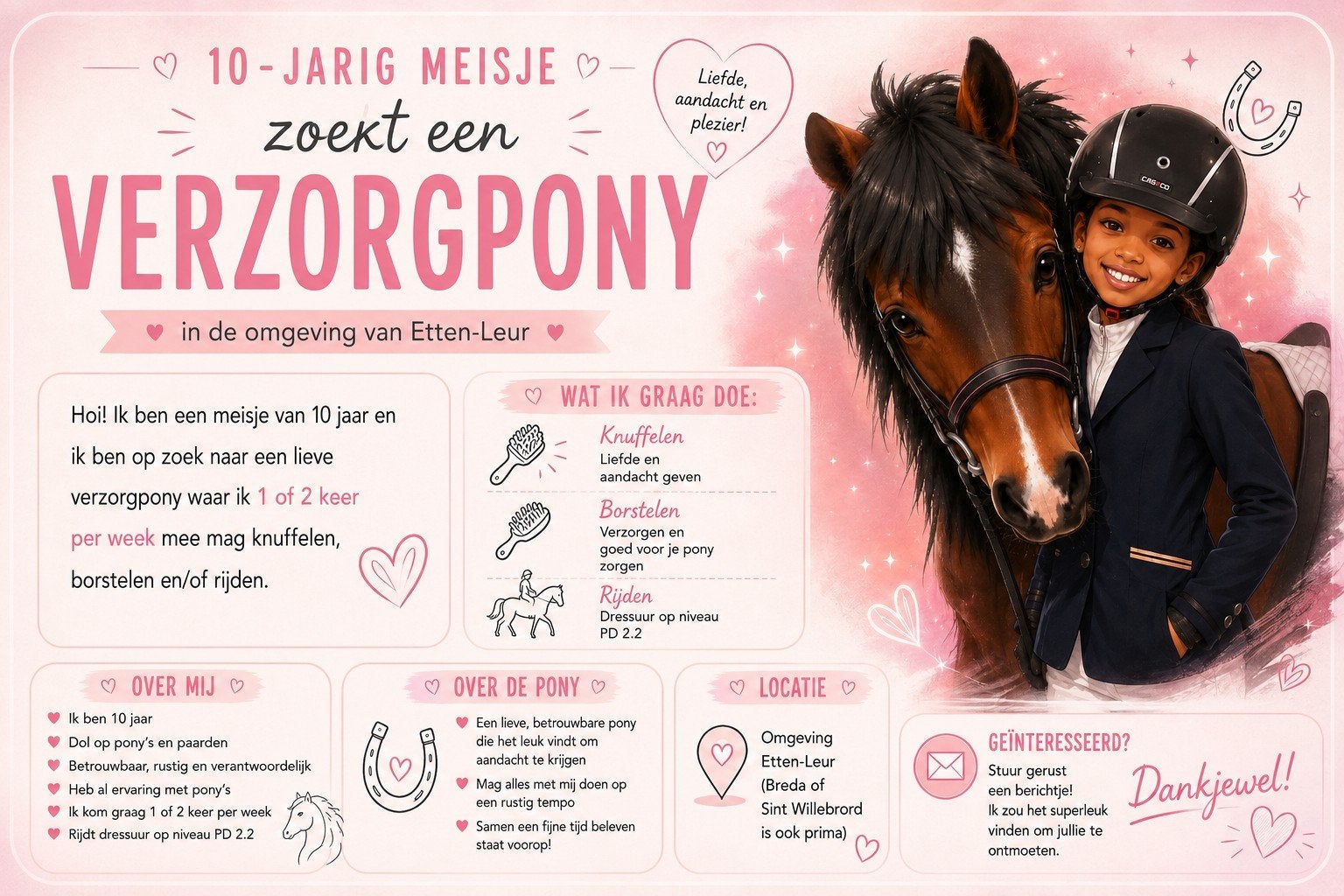 Meisje (10) zoekt verzorgpony, Eén persoon
