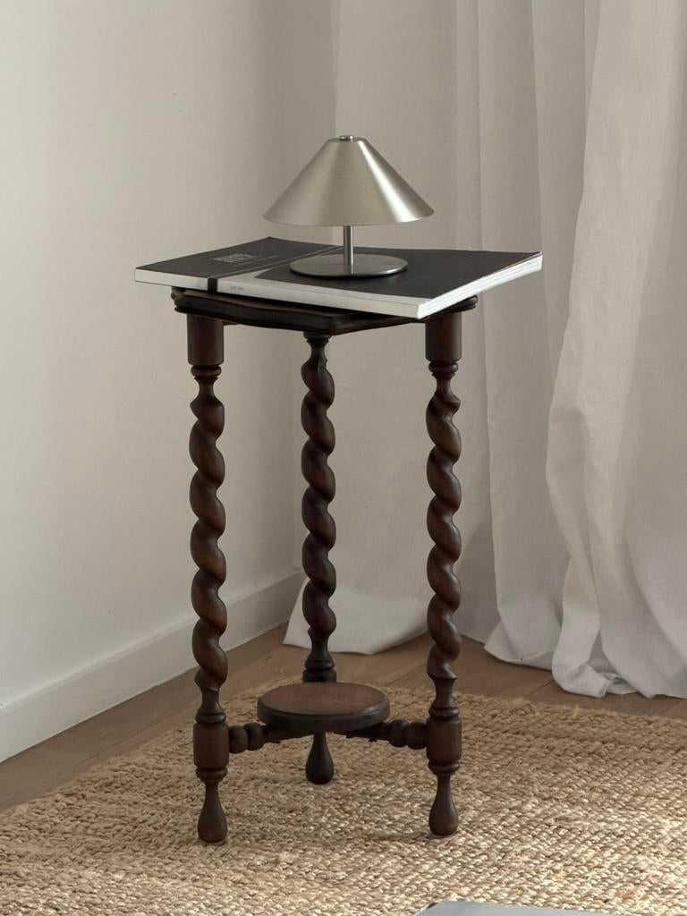 Vintage zeldzame houten swirl bijzettafel, Ophalen, 25 tot 50 cm, Rechthoekig, 50 tot 100 cm