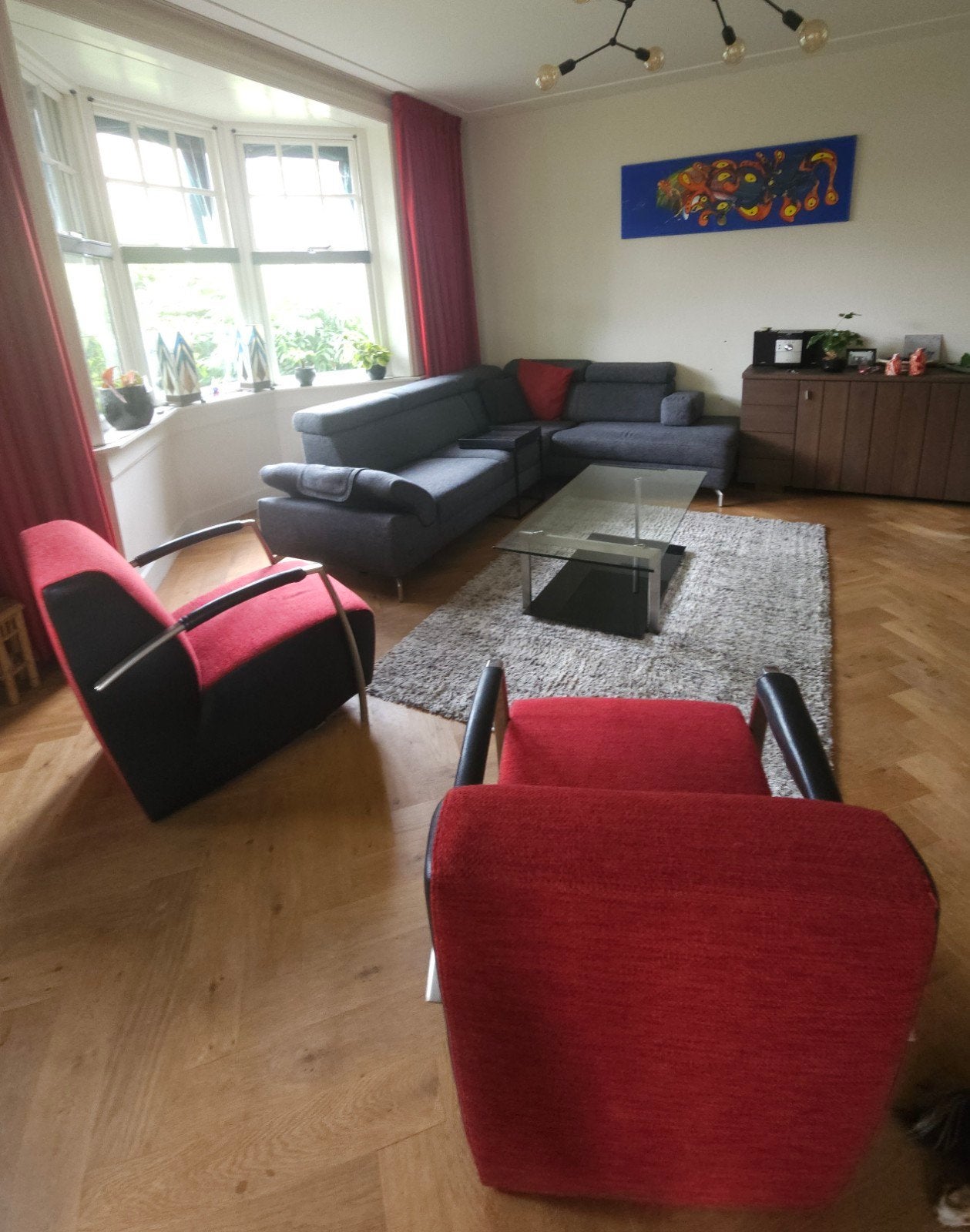 Montel hoekbank, tafels en fauteuils, Ophalen, Gebruikt, Leer